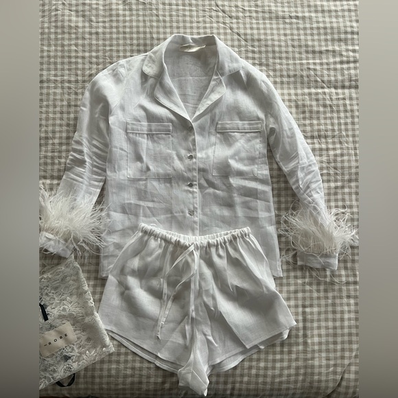 Linen White Feather Pajama Set - Picture 3 of 10